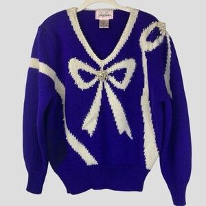 Jacklyn Smith Women’s Very ‘Ugly’ Christmas Sweater With Perls & Brooches  Sz. L